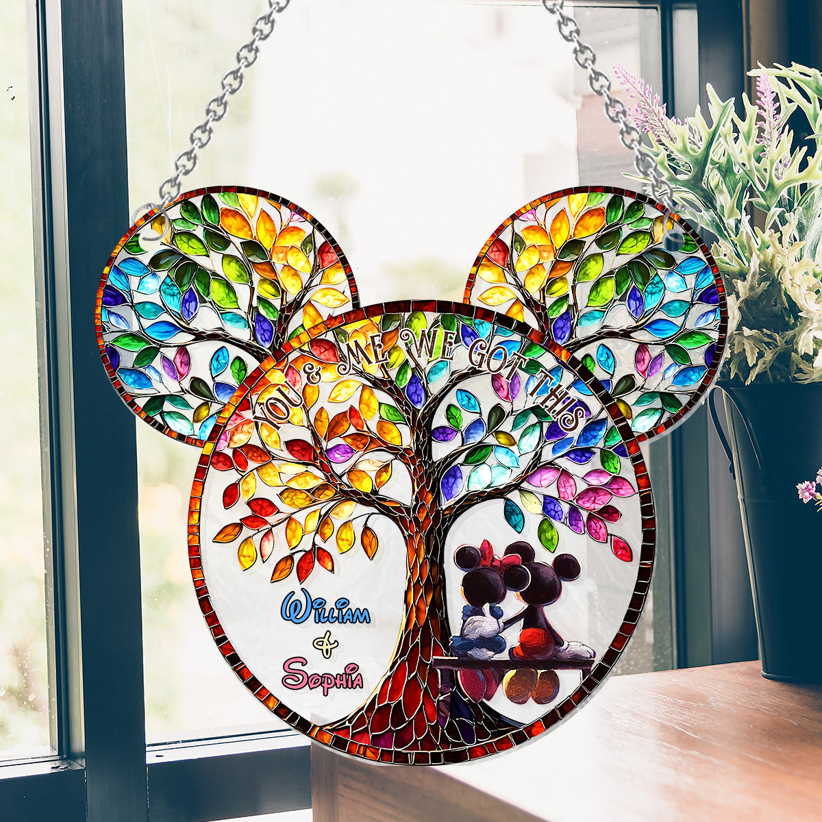 Personalized Window Hanging Suncatcher Ornament Gift for Couples | Custom Name Decor Window Hanging Suncatcher Ornament GradoCreations