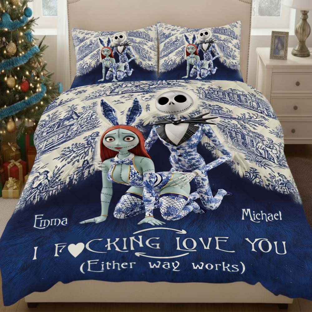 Personalized Nightmare Quilt Set with Custom Names for Couples Quilt Set GradoCreations