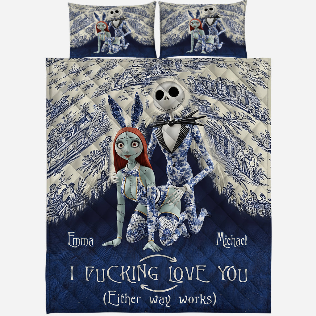 Personalized Nightmare Quilt Set with Custom Names for Couples Quilt Set GradoCreations