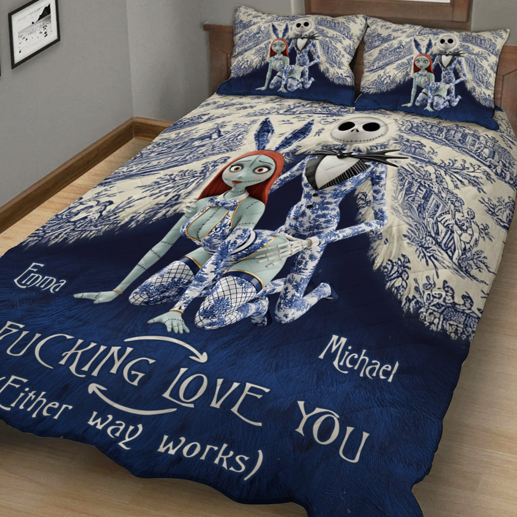 Personalized Nightmare Quilt Set with Custom Names for Couples Quilt Set GradoCreations