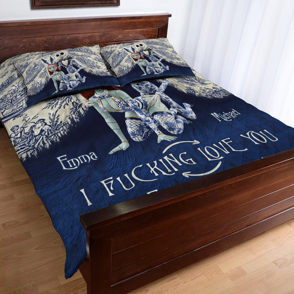 Personalized Nightmare Quilt Set with Custom Names for Couples Quilt Set GradoCreations