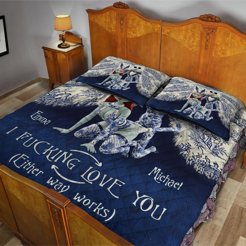 Personalized Nightmare Quilt Set with Custom Names for Couples Quilt Set GradoCreations