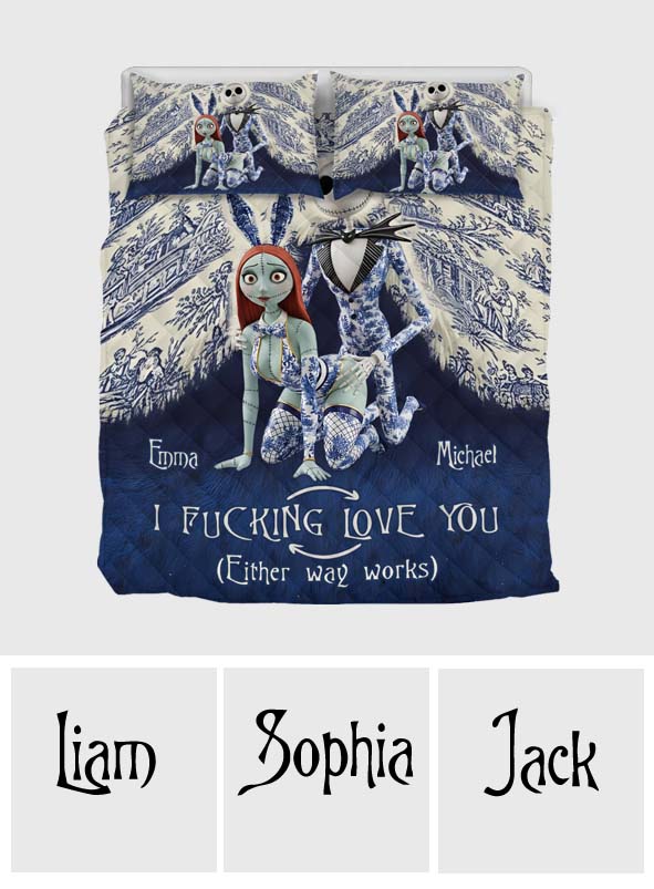 Personalized Nightmare Quilt Set with Custom Names for Couples Quilt Set GradoCreations
