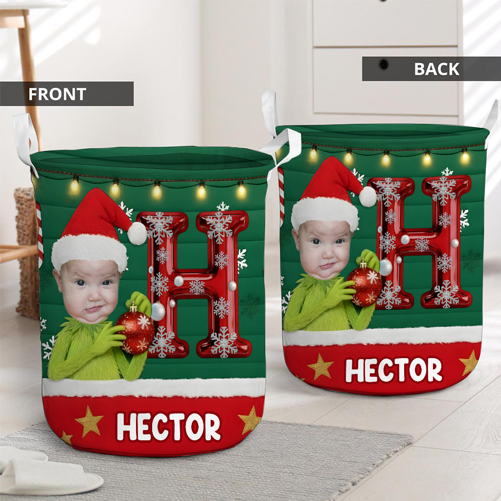 Personalized Merry Grinchmas Storage Basket for Kids | Christmas Gift Laundry Basket GradoCreations