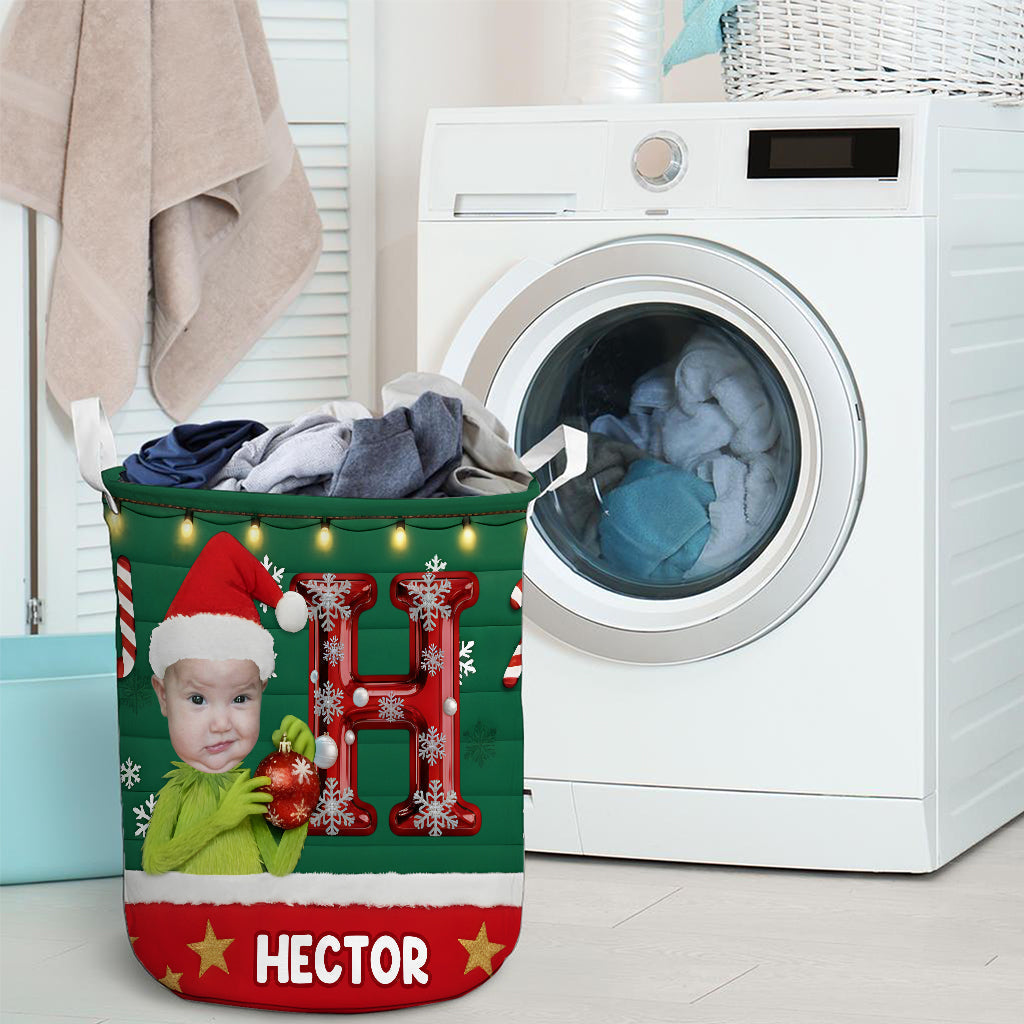 Personalized Merry Grinchmas Storage Basket for Kids | Christmas Gift Laundry Basket GradoCreations
