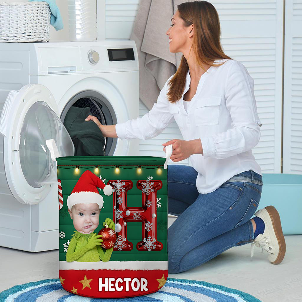 Personalized Merry Grinchmas Storage Basket for Kids | Christmas Gift Laundry Basket GradoCreations