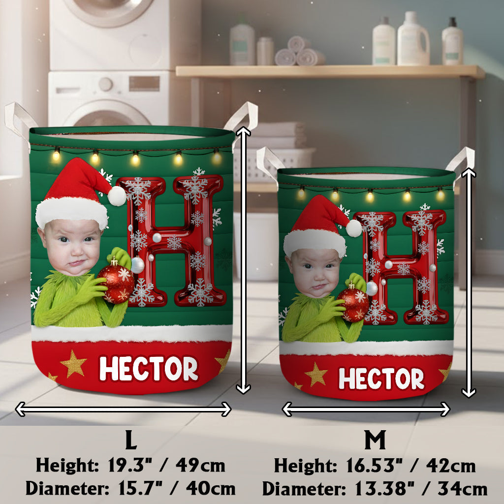 Personalized Merry Grinchmas Storage Basket for Kids | Christmas Gift Laundry Basket GradoCreations
