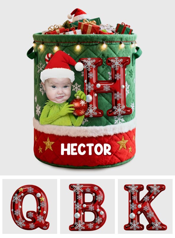Personalized Merry Grinchmas Storage Basket for Kids | Christmas Gift Laundry Basket GradoCreations