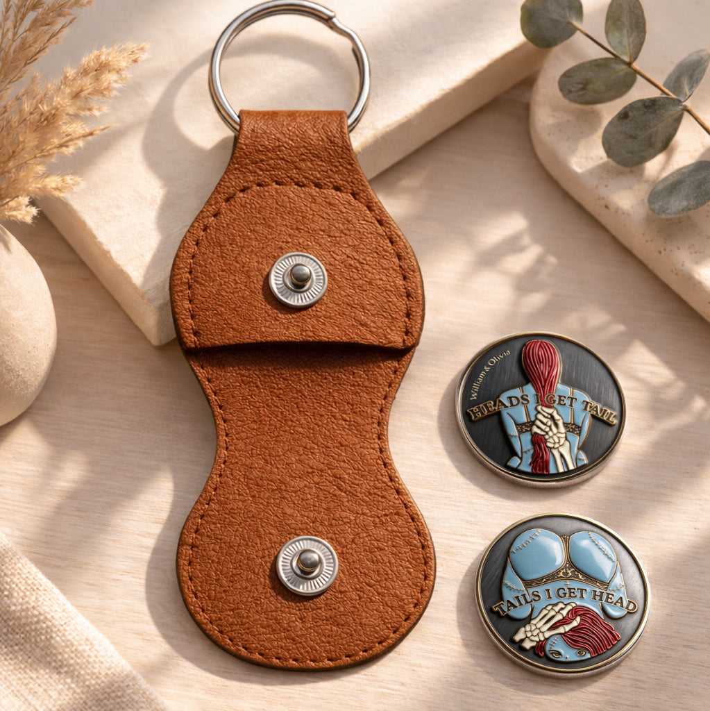 Personalized Gothic Romance Pocket Coin Keychain for Couples Pocket Coin Keychain GradoCreations