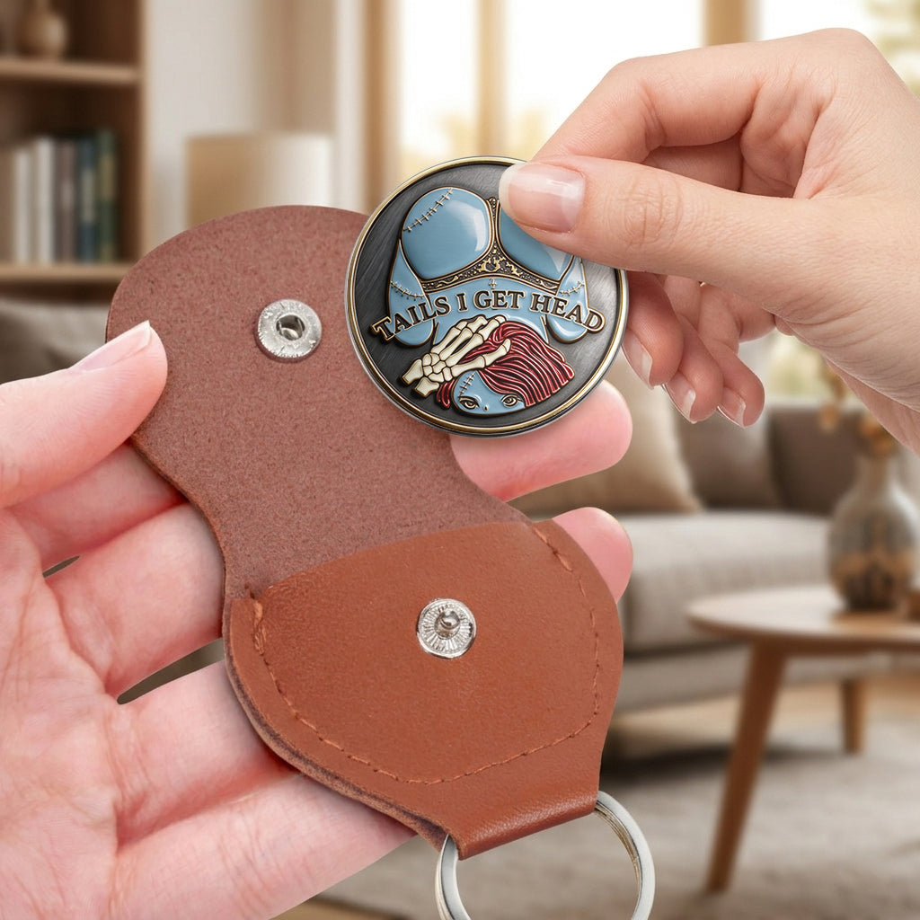 Personalized Gothic Romance Pocket Coin Keychain for Couples Pocket Coin Keychain GradoCreations
