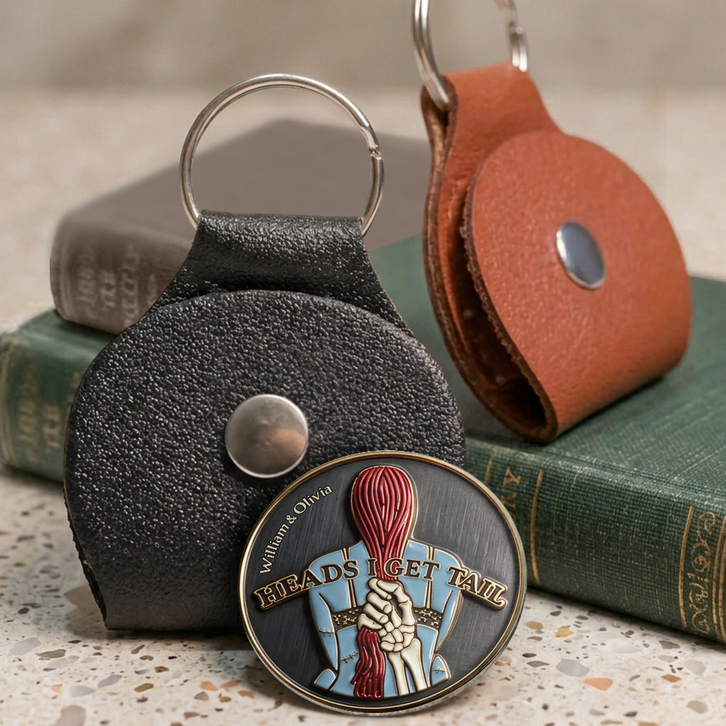 Personalized Gothic Romance Pocket Coin Keychain for Couples Pocket Coin Keychain GradoCreations