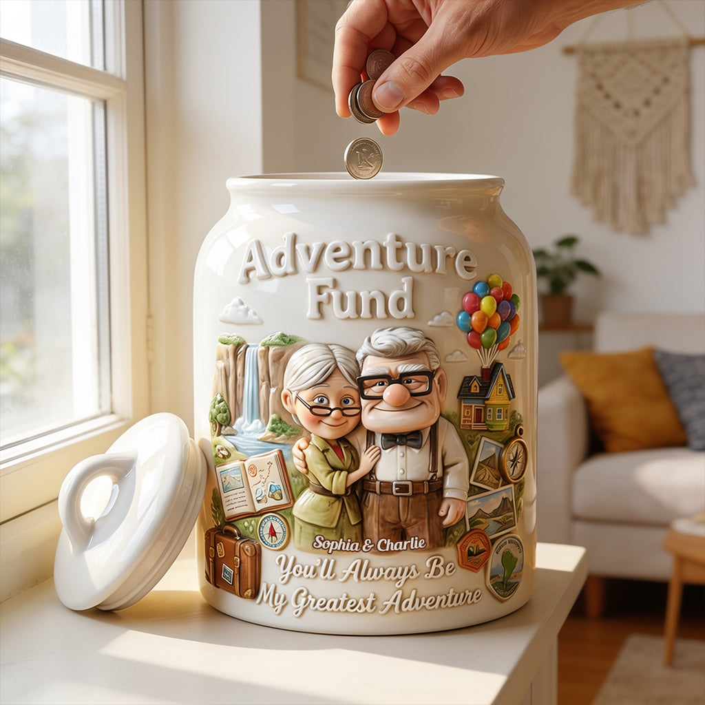 Personalized Adventure Fund Cookie Jar Custom Name Gift for Couples Cookie Jar GradoCreations