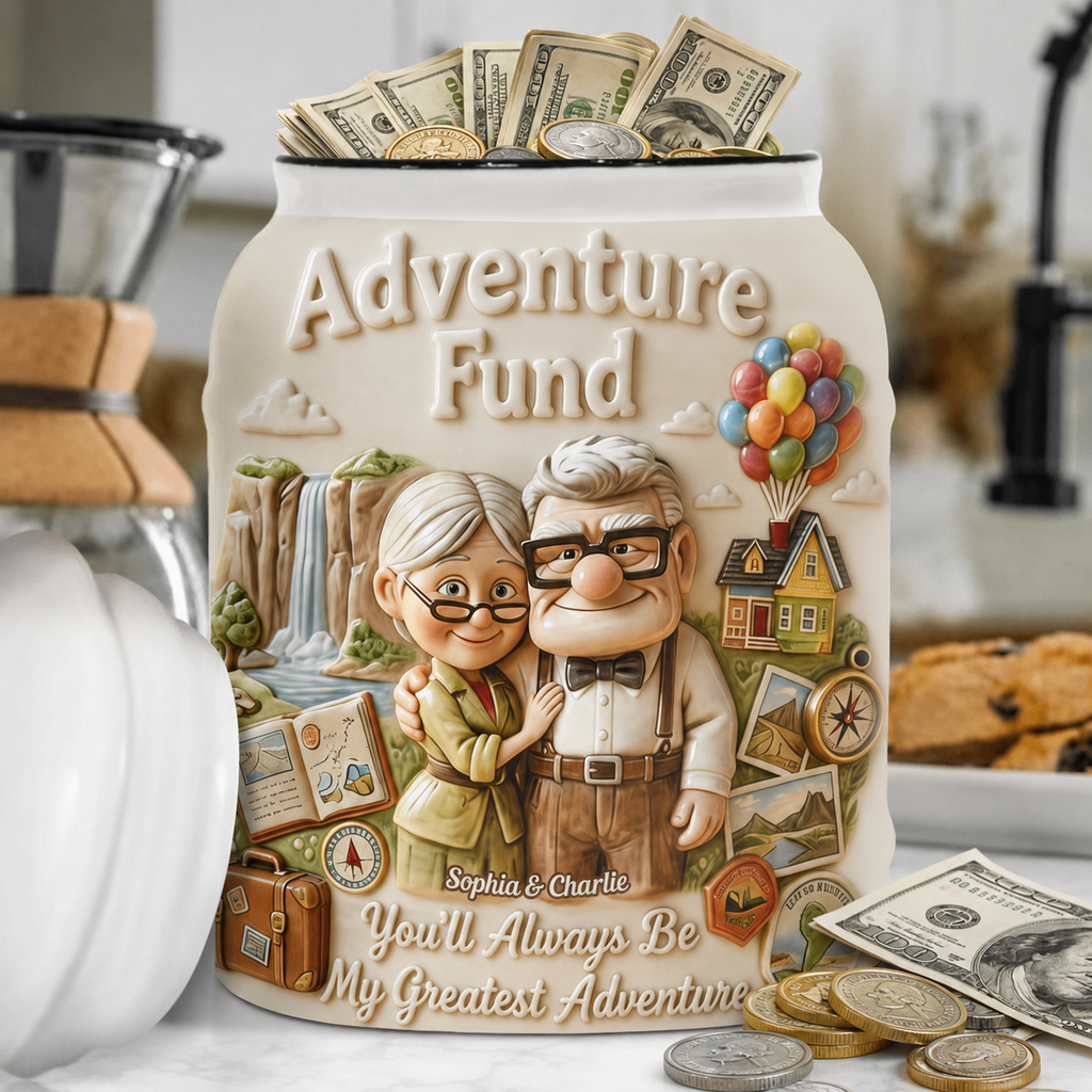 Personalized Adventure Fund Cookie Jar Custom Name Gift for Couples Cookie Jar GradoCreations