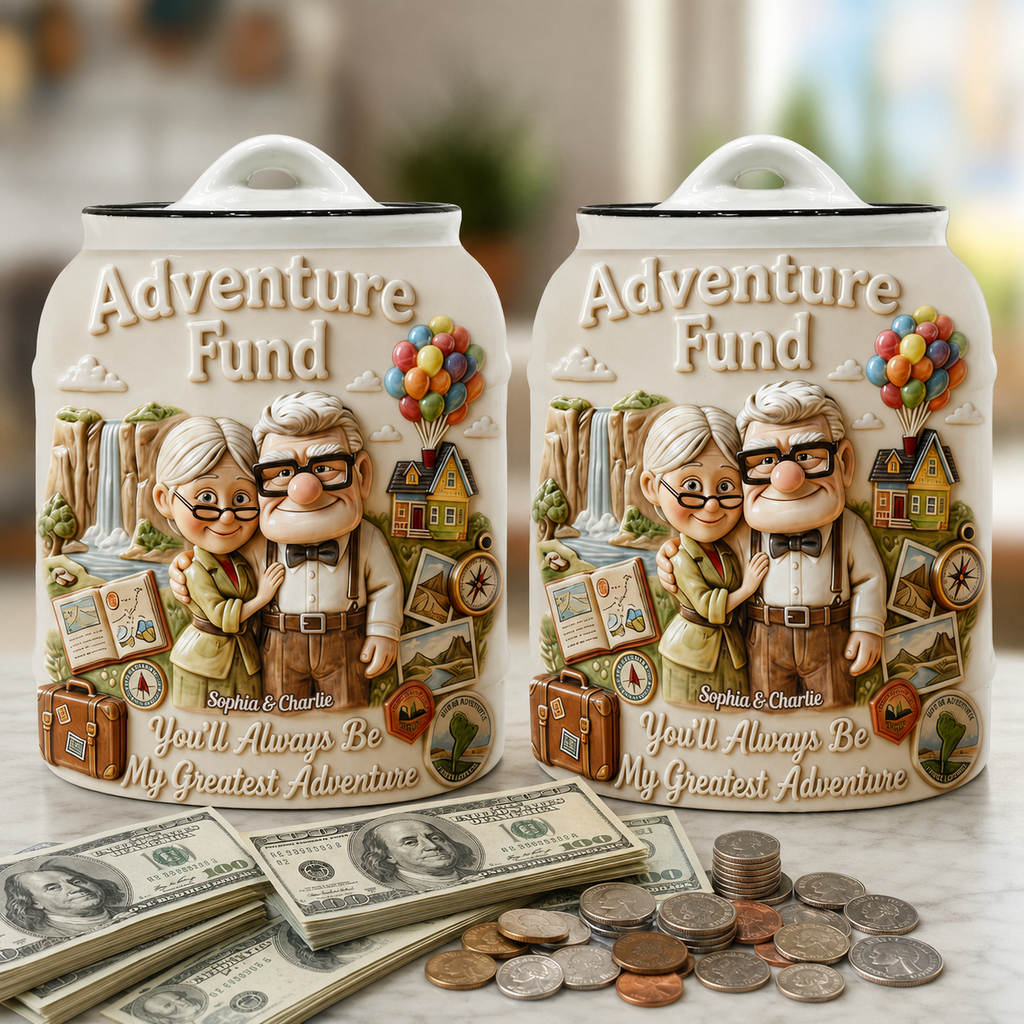 Personalized Adventure Fund Cookie Jar Custom Name Gift for Couples Cookie Jar GradoCreations