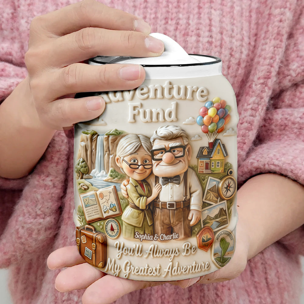 Personalized Adventure Fund Cookie Jar Custom Name Gift for Couples Cookie Jar GradoCreations