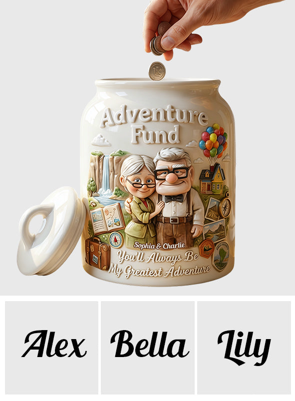 Personalized Adventure Fund Cookie Jar Custom Name Gift for Couples Cookie Jar GradoCreations