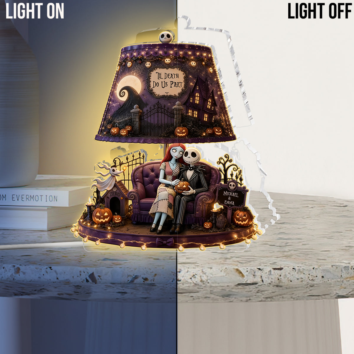 Personalized Spooky Acrylic Light Box Gift for Couples