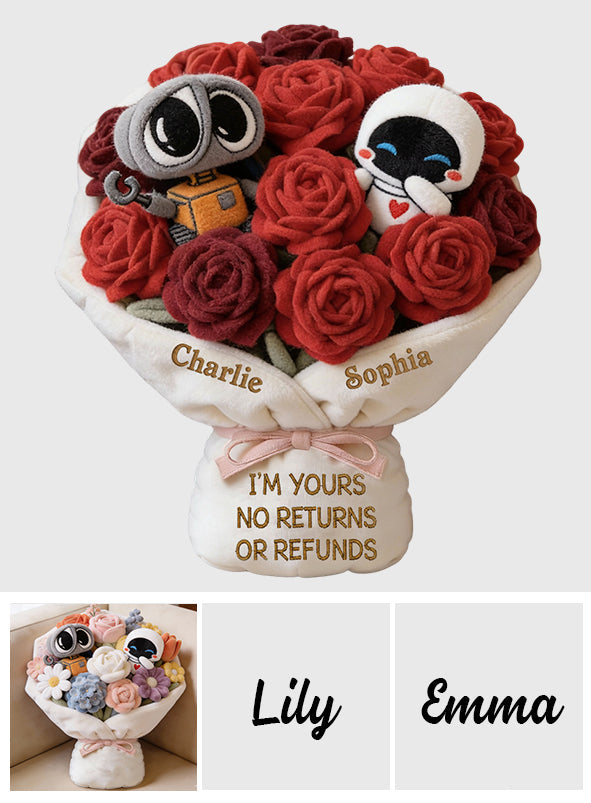 Personalized Faux Fur Love Robot Pillow Gift for Couples Faux Fur Shaped Pillow GradoCreations