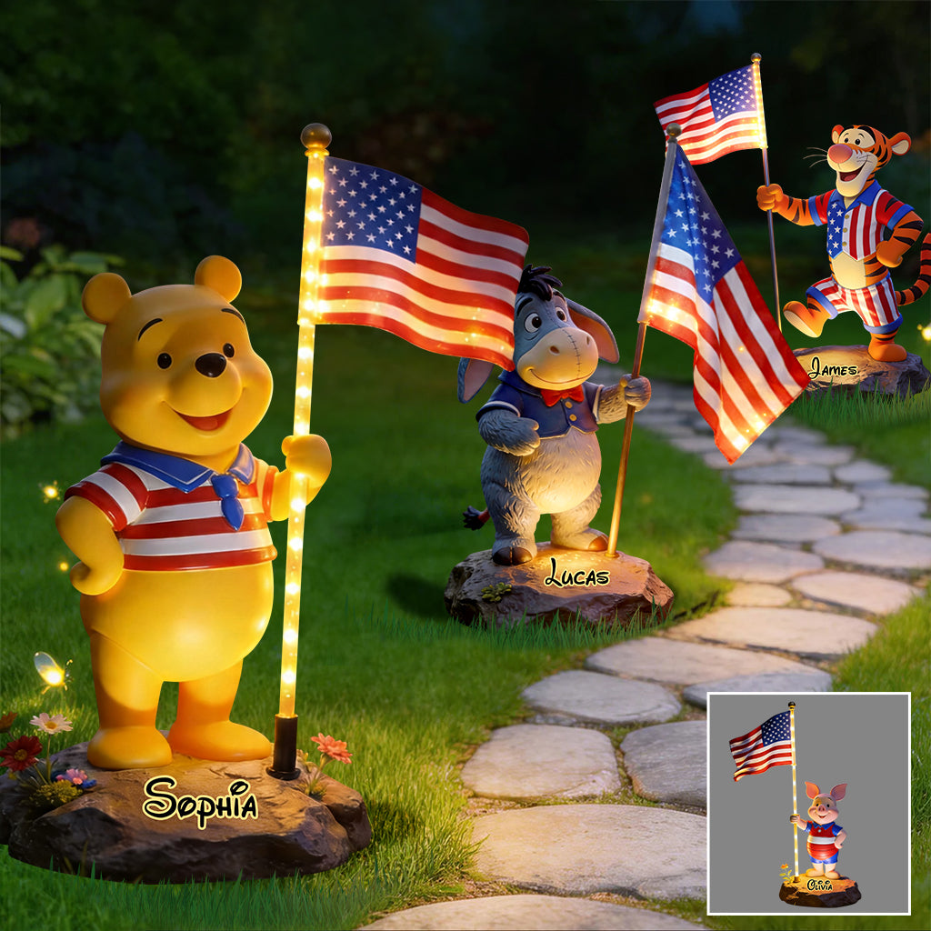 Personalized Solar Acrylic Light with 4th of July Design for Garden Solar Acrylic Light GradoCreations