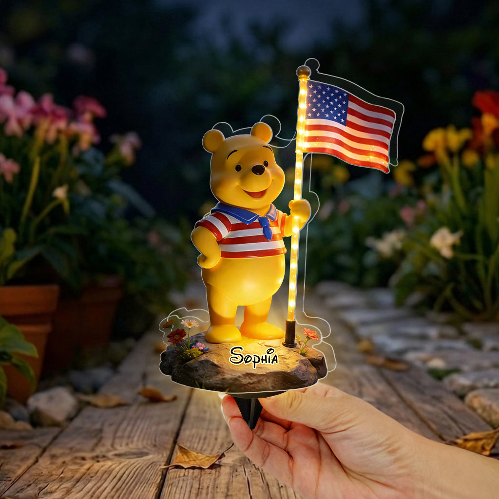 Personalized Solar Acrylic Light with 4th of July Design for Garden Solar Acrylic Light GradoCreations