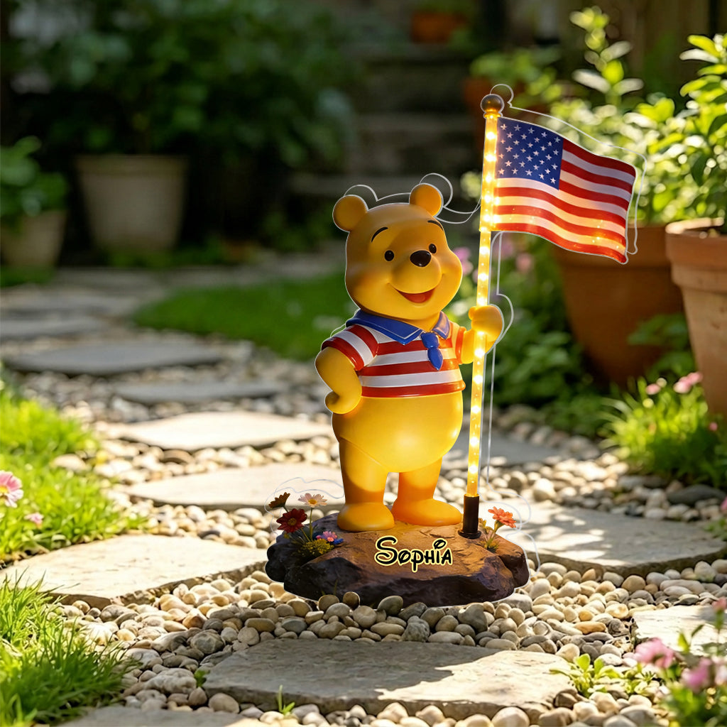 Personalized Solar Acrylic Light with 4th of July Design for Garden Solar Acrylic Light GradoCreations
