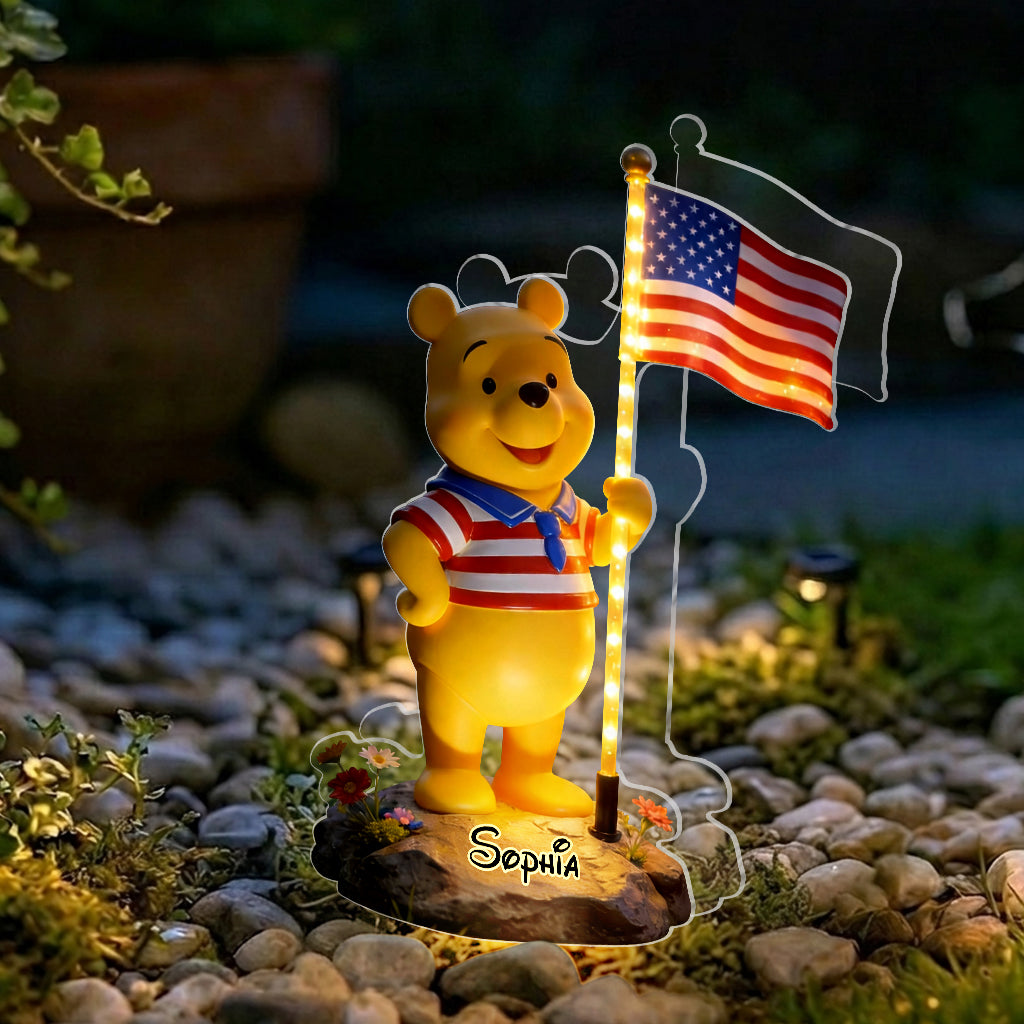 Personalized Solar Acrylic Light with 4th of July Design for Garden Solar Acrylic Light GradoCreations
