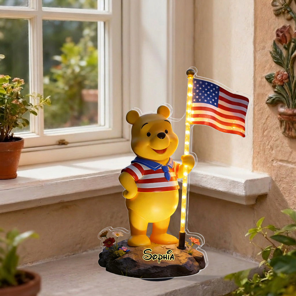 Personalized Solar Acrylic Light with 4th of July Design for Garden Solar Acrylic Light GradoCreations
