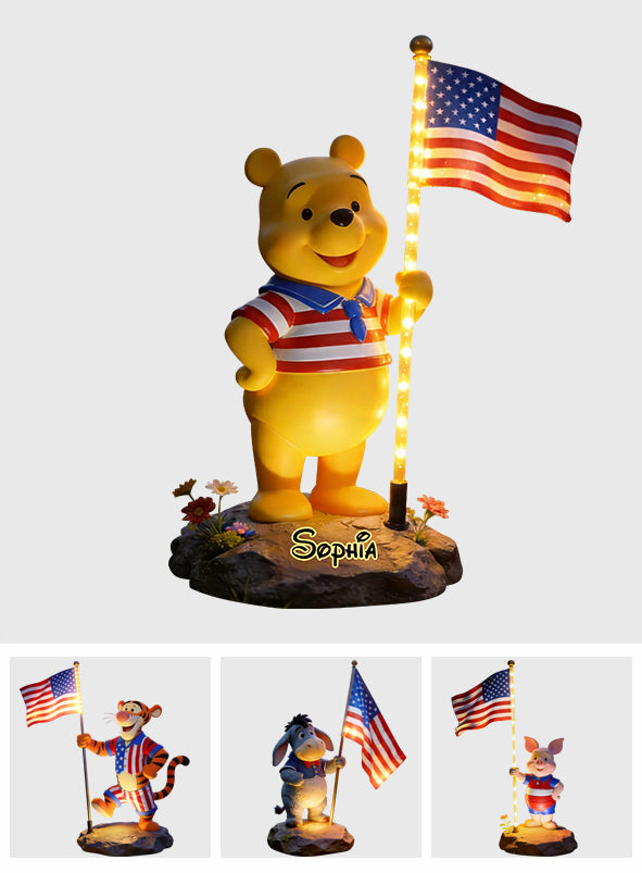 Personalized Solar Acrylic Light with 4th of July Design for Garden Solar Acrylic Light GradoCreations