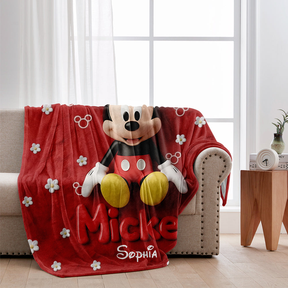 Personalized Mickey Mouse Blanket Soft Flannel Gift for Kids Blanket GradoCreations