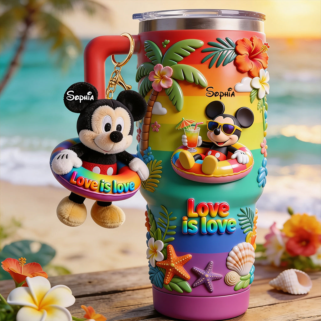 Personalized LGBT Support Tumbler with 3D Plush Charm for Friends Tumbler With Plush Charm GradoCreations