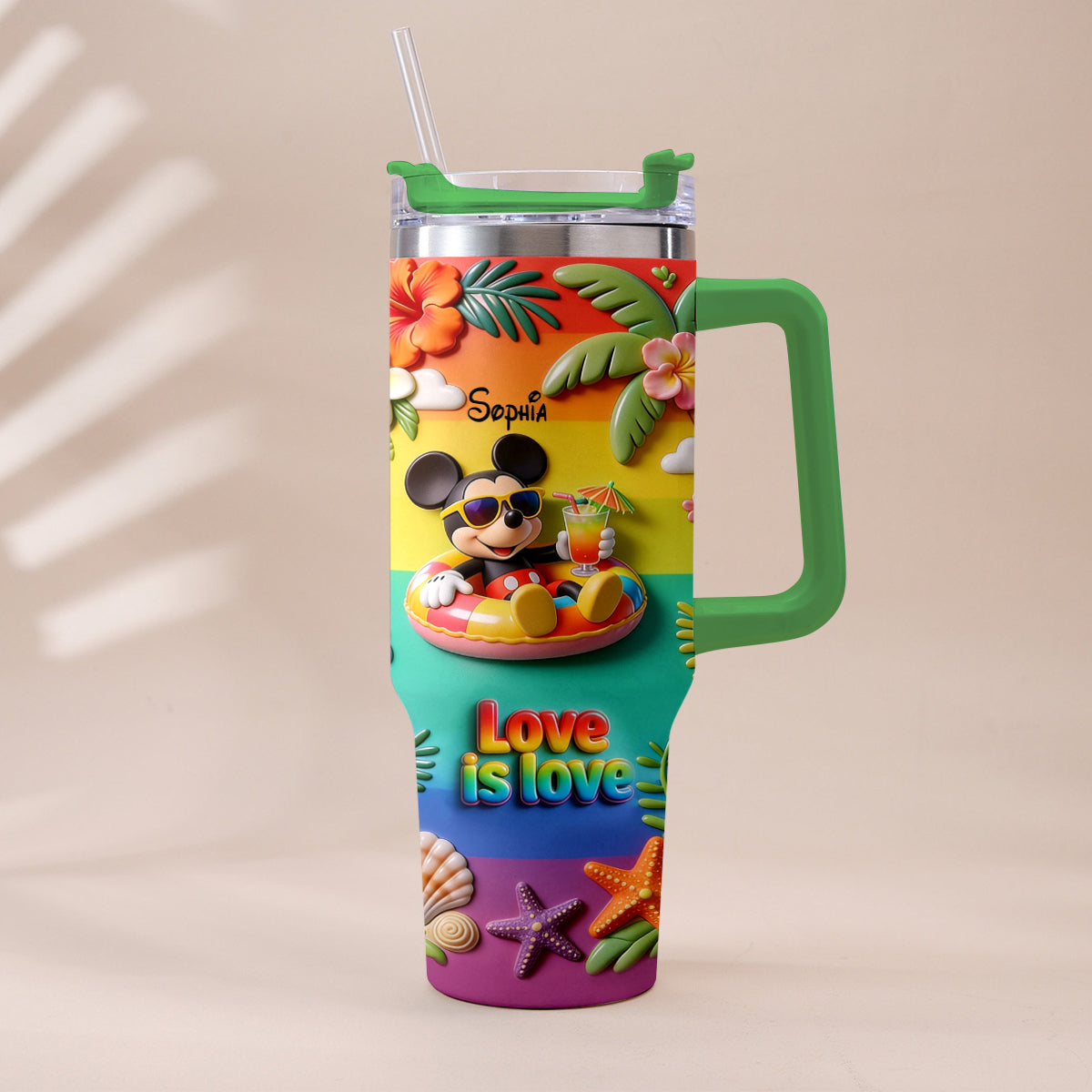 Personalized LGBT Support Tumbler with 3D Plush Charm for Friends Tumbler With Plush Charm GradoCreations