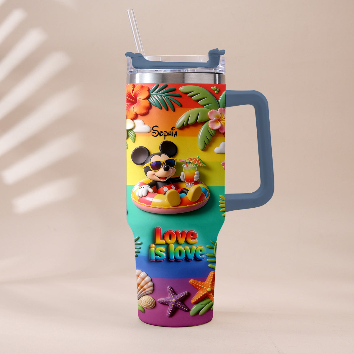 Personalized LGBT Support Tumbler with 3D Plush Charm for Friends Tumbler With Plush Charm GradoCreations