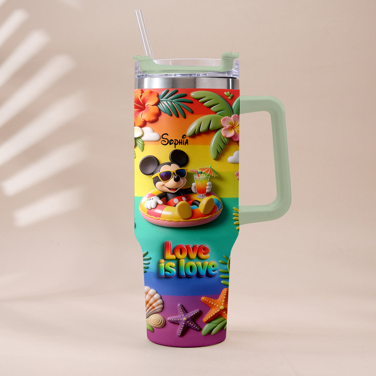Personalized LGBT Support Tumbler with 3D Plush Charm for Friends Tumbler With Plush Charm GradoCreations
