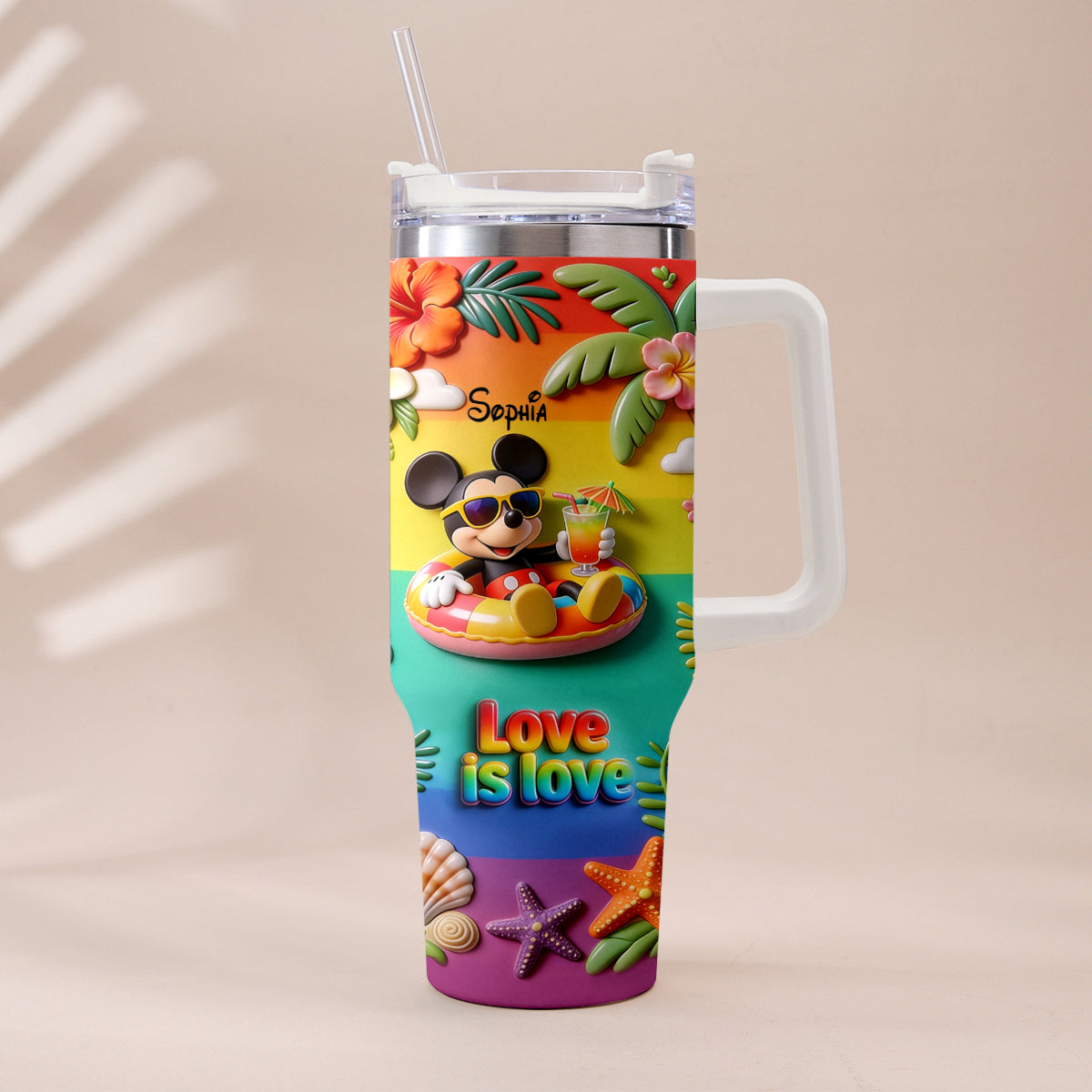 Personalized LGBT Support Tumbler with 3D Plush Charm for Friends Tumbler With Plush Charm GradoCreations