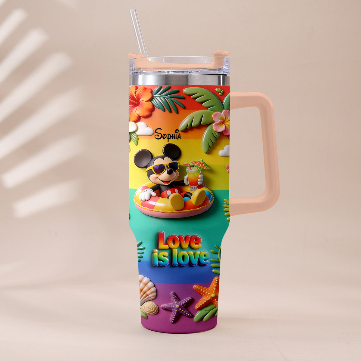 Personalized LGBT Support Tumbler with 3D Plush Charm for Friends Tumbler With Plush Charm GradoCreations