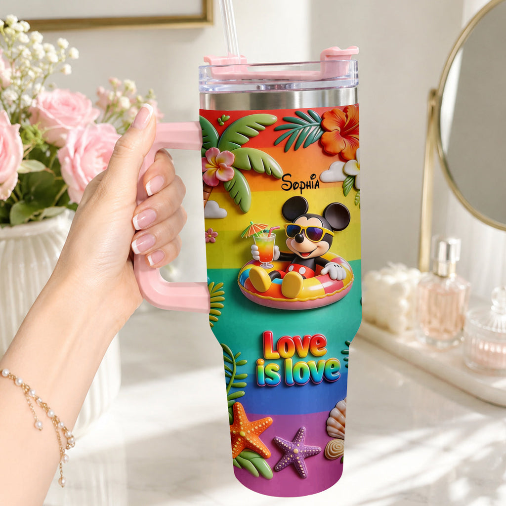 Personalized LGBT Support Tumbler with 3D Plush Charm for Friends Tumbler With Plush Charm GradoCreations