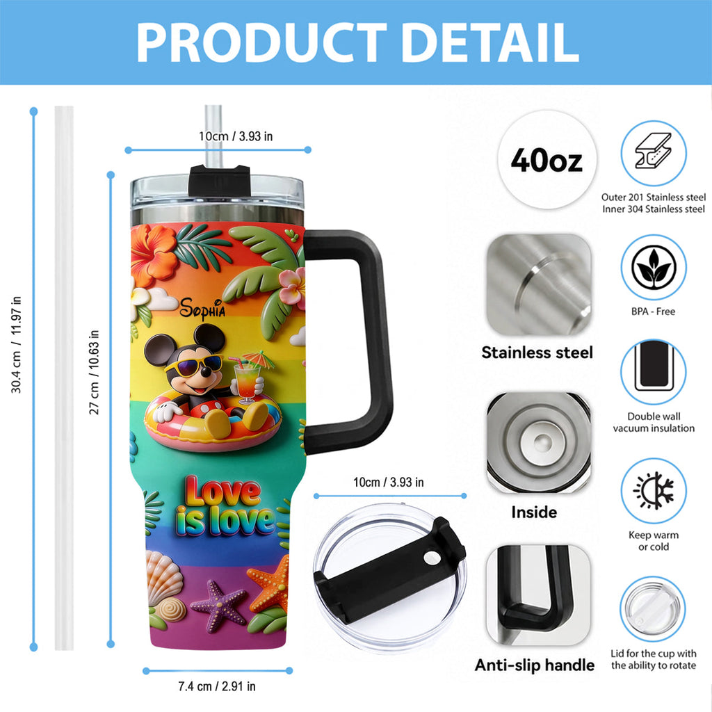 Personalized LGBT Support Tumbler with 3D Plush Charm for Friends Tumbler With Plush Charm GradoCreations