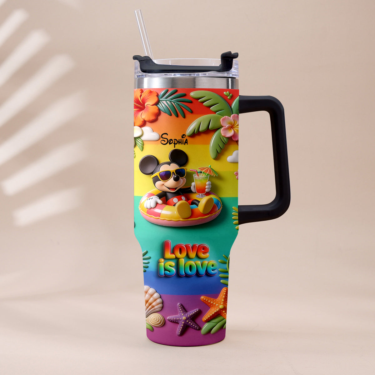 Personalized LGBT Support Tumbler with 3D Plush Charm for Friends Tumbler With Plush Charm GradoCreations