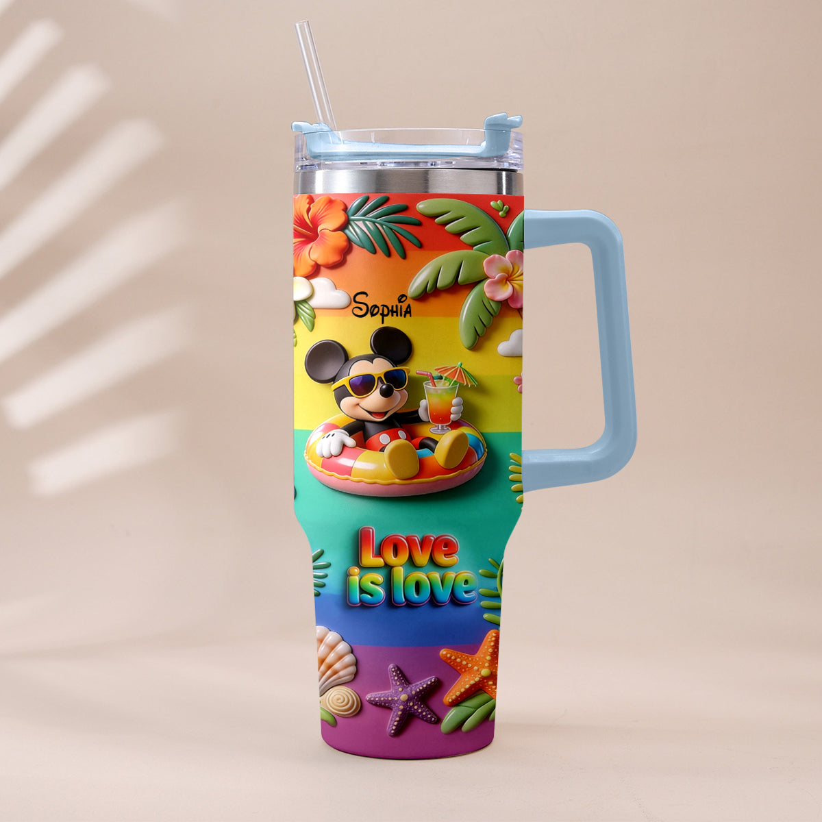 Personalized LGBT Support Tumbler with 3D Plush Charm for Friends Tumbler With Plush Charm GradoCreations