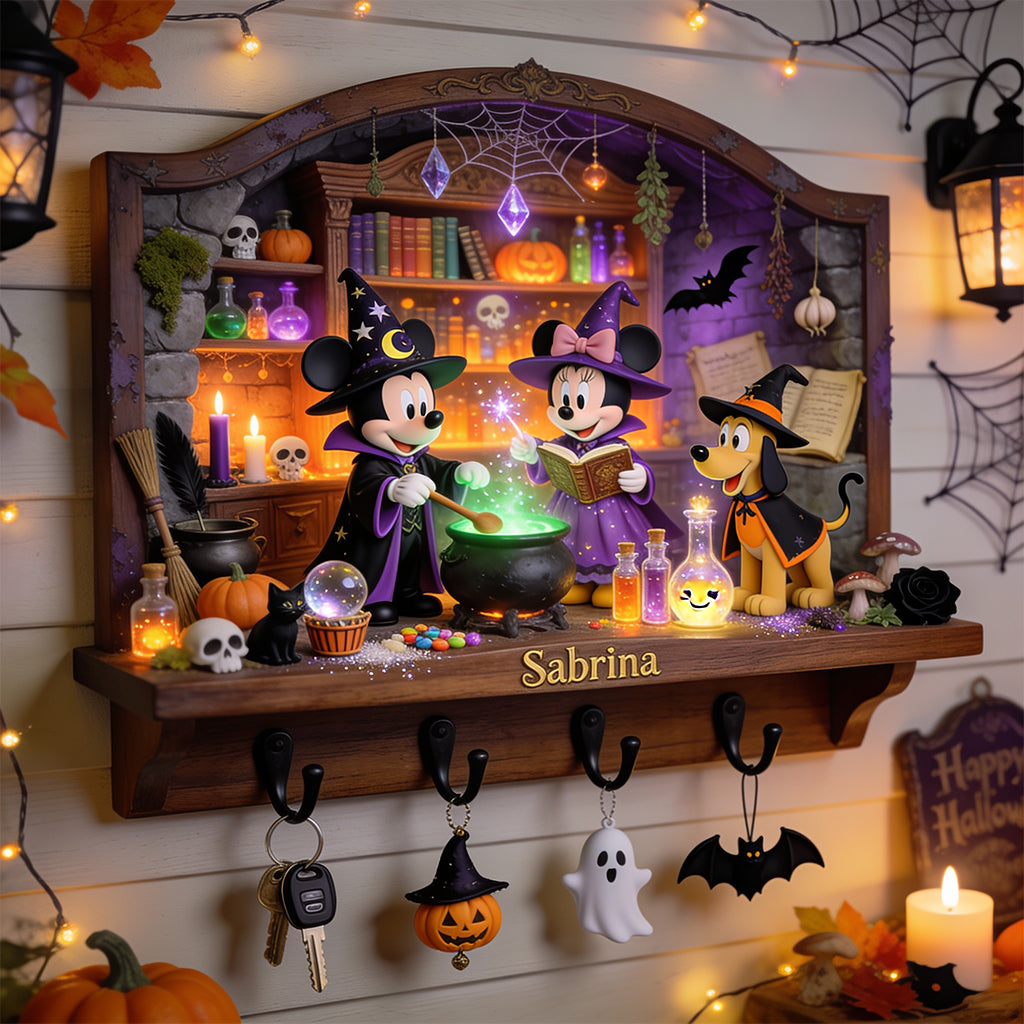 Personalized Halloween Hanging Rack with Pumpkin & Witch Design Hanging Rack GradoCreations