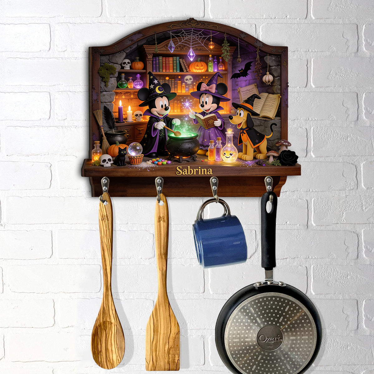 Personalized Halloween Magic Potion Lab Key Rack with Custom Name Custom Shaped Key Rack GradoCreations
