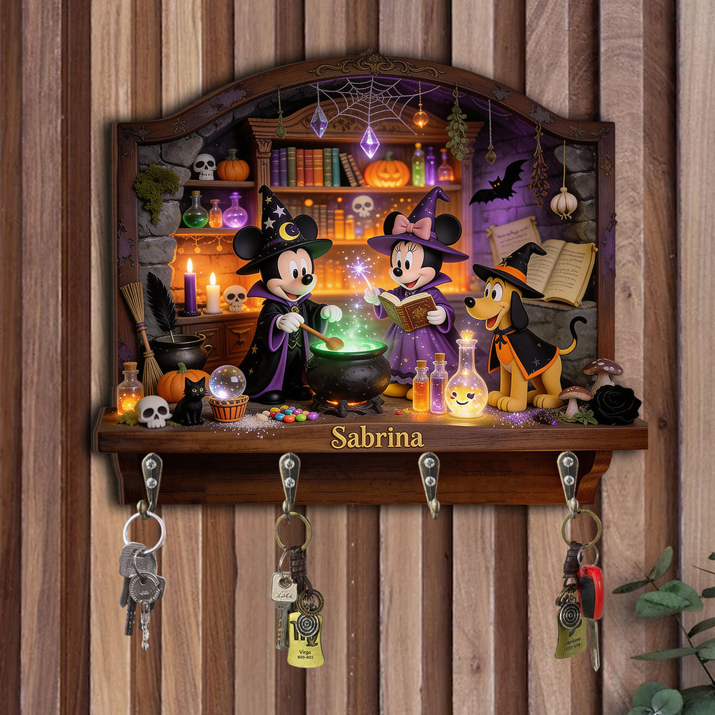 Personalized Halloween Magic Potion Lab Key Rack with Custom Name Custom Shaped Key Rack GradoCreations