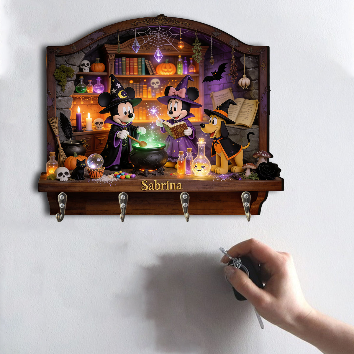 Personalized Halloween Magic Potion Lab Key Rack with Custom Name Custom Shaped Key Rack GradoCreations