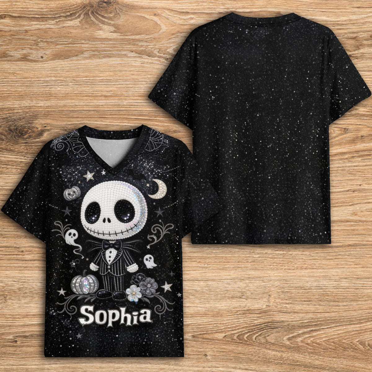 Custom Skull Nightmare Fully Printed V-Neck T-Shirt for All Sizes Fully Printed V-Neck T-Shirt GradoCreations