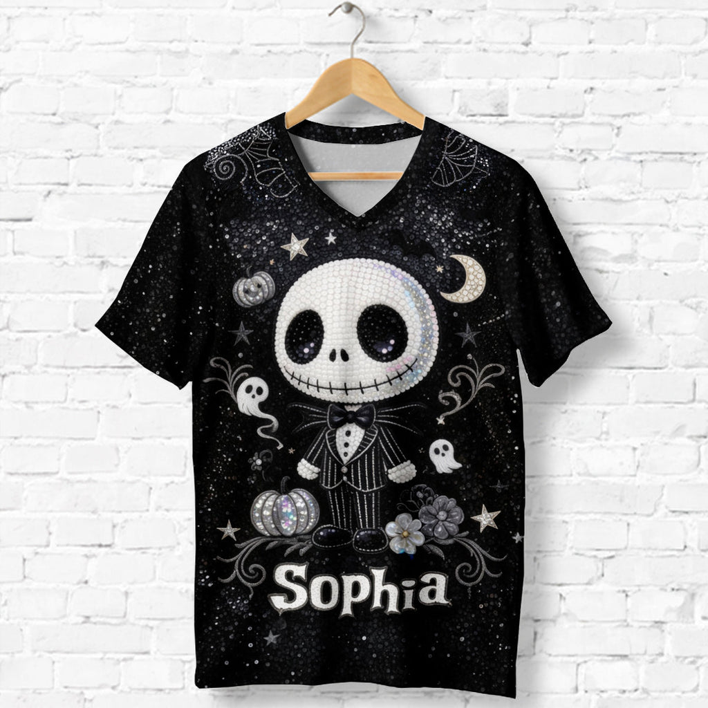 Custom Skull Nightmare Fully Printed V-Neck T-Shirt for All Sizes Fully Printed V-Neck T-Shirt GradoCreations