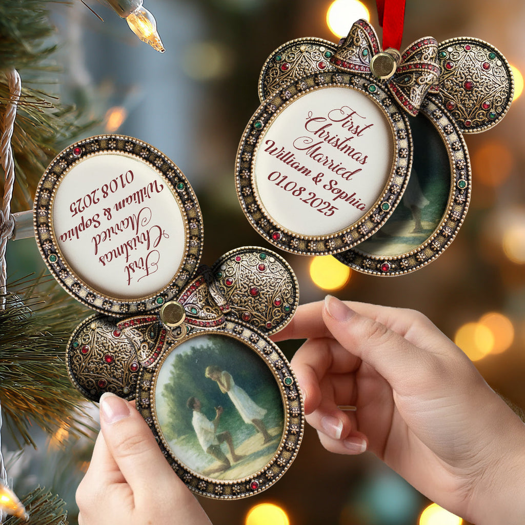 Personalized Flip Ornament Custom First Christmas Married Gift Flip Ornament GradoCreations