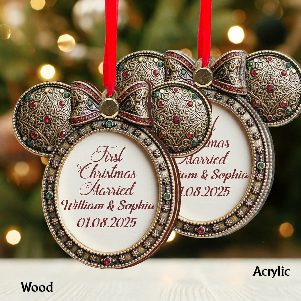 Personalized Flip Ornament Custom First Christmas Married Gift Flip Ornament GradoCreations