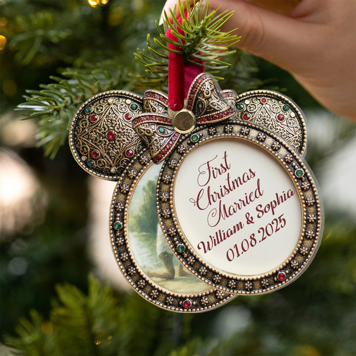 Personalized Flip Ornament Custom First Christmas Married Gift Flip Ornament GradoCreations