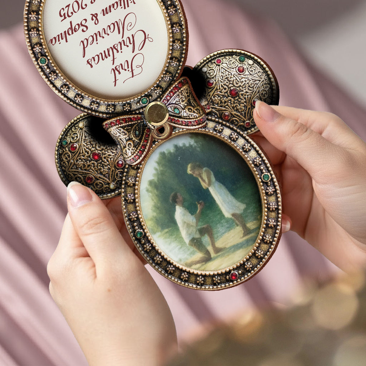 Personalized Flip Ornament Custom First Christmas Married Gift Flip Ornament GradoCreations