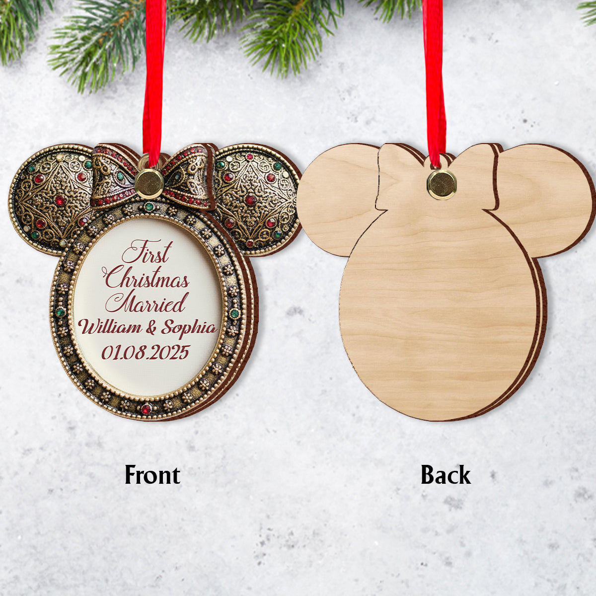 Personalized Flip Ornament Custom First Christmas Married Gift Flip Ornament GradoCreations